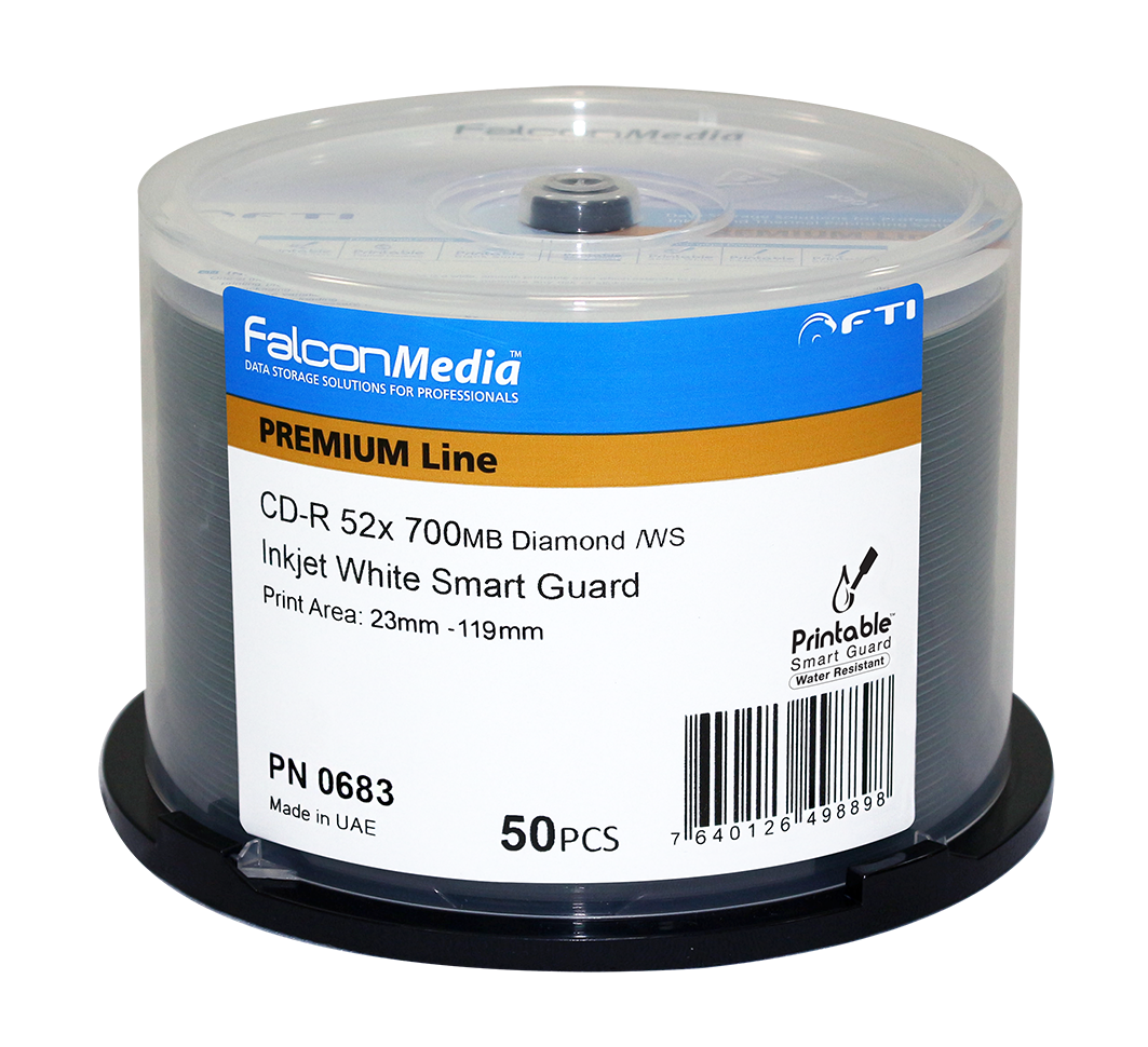 CD R Falcon Media Diamond Smart Guard Glossy White Inkjet Hub Printable 